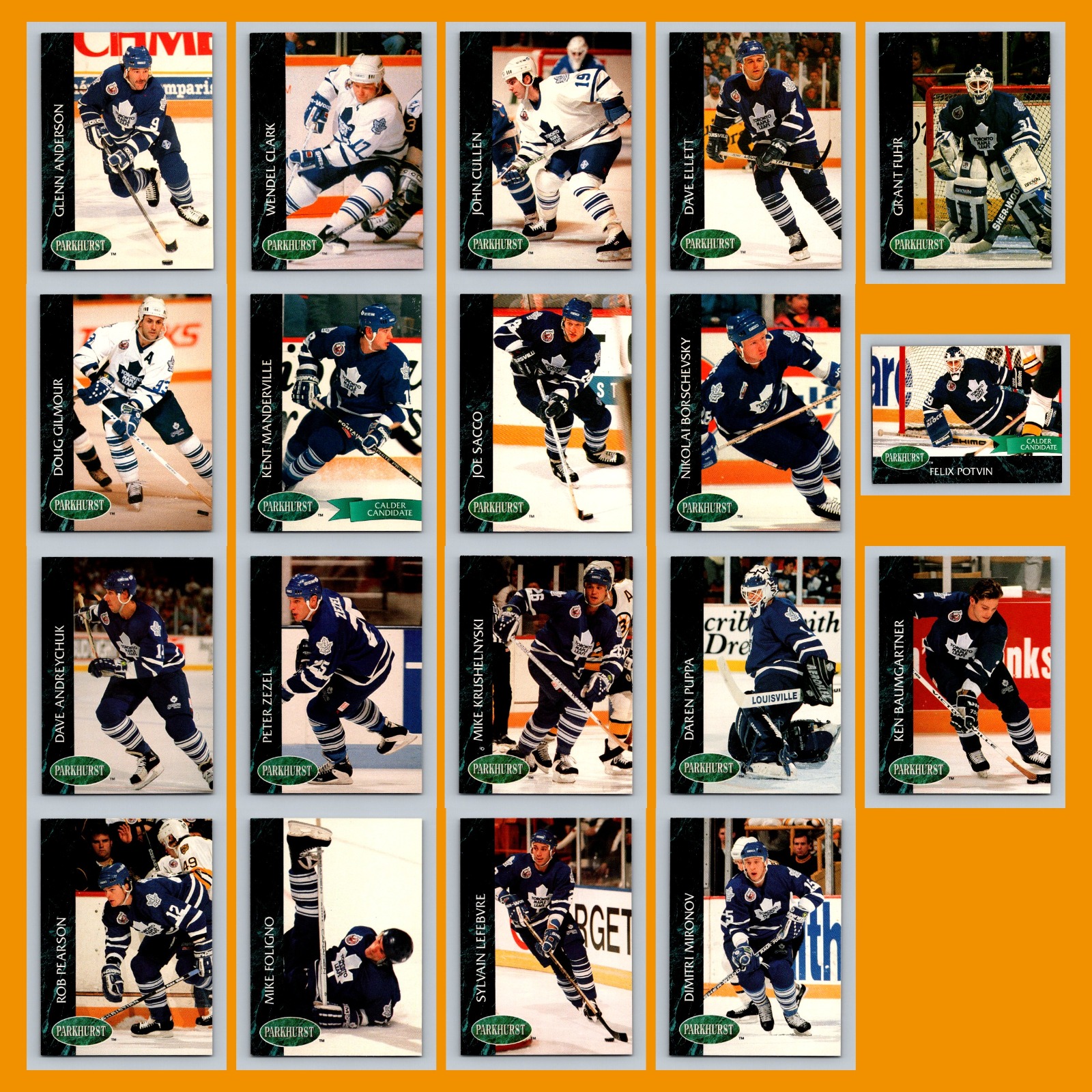 Toronto Maple Leafs 1992-93 Parkhurst Lot of 19 Hockey Cards All Pictured card scans. Overall card condition is Near Mint.