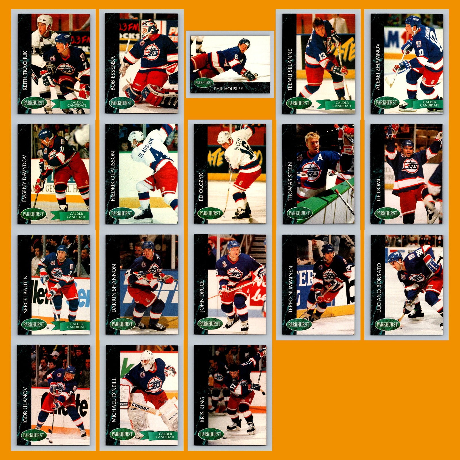 Winnipeg Jets 1992-93 Parkhurst Lot of 18 Hockey Cards All Pictured card scans. Overall card condition is Near Mint.